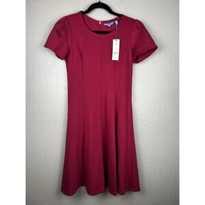 Draper James Ponte A Line Berry Career Dress Short Sleeve Stretch NEW Size XS